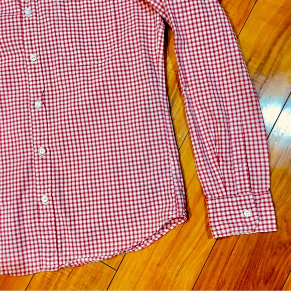 J Crew mens Slim checkered plaid red white button down up shirt top lumberjack - Picture 7 of 8